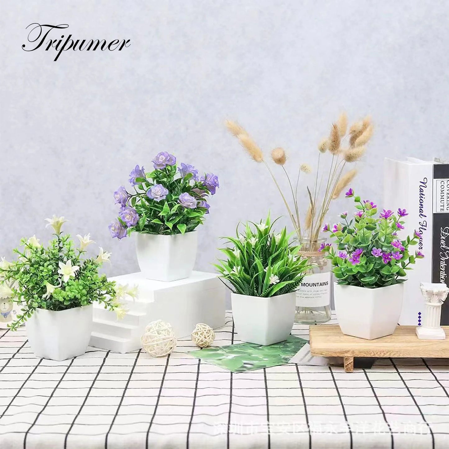 4Pack Mini Simulation Potted Plants Fake Plants with Flower Pot Artificial Greenery for Indoor Home Office Bathroom Farmhouse Decoration