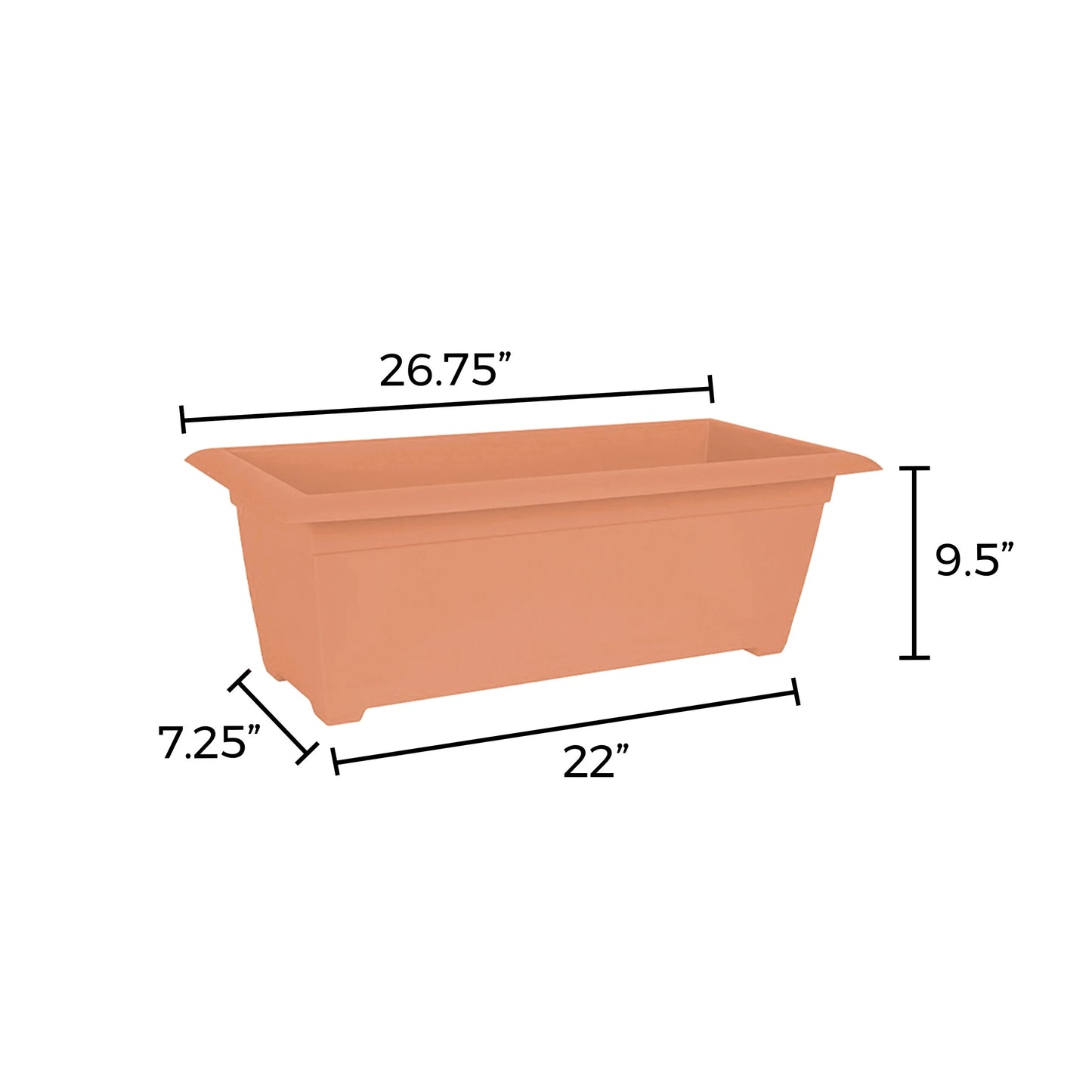 27-In Wide Dayton 100% Recycled Plastic Deck Box Planter - Coral Color