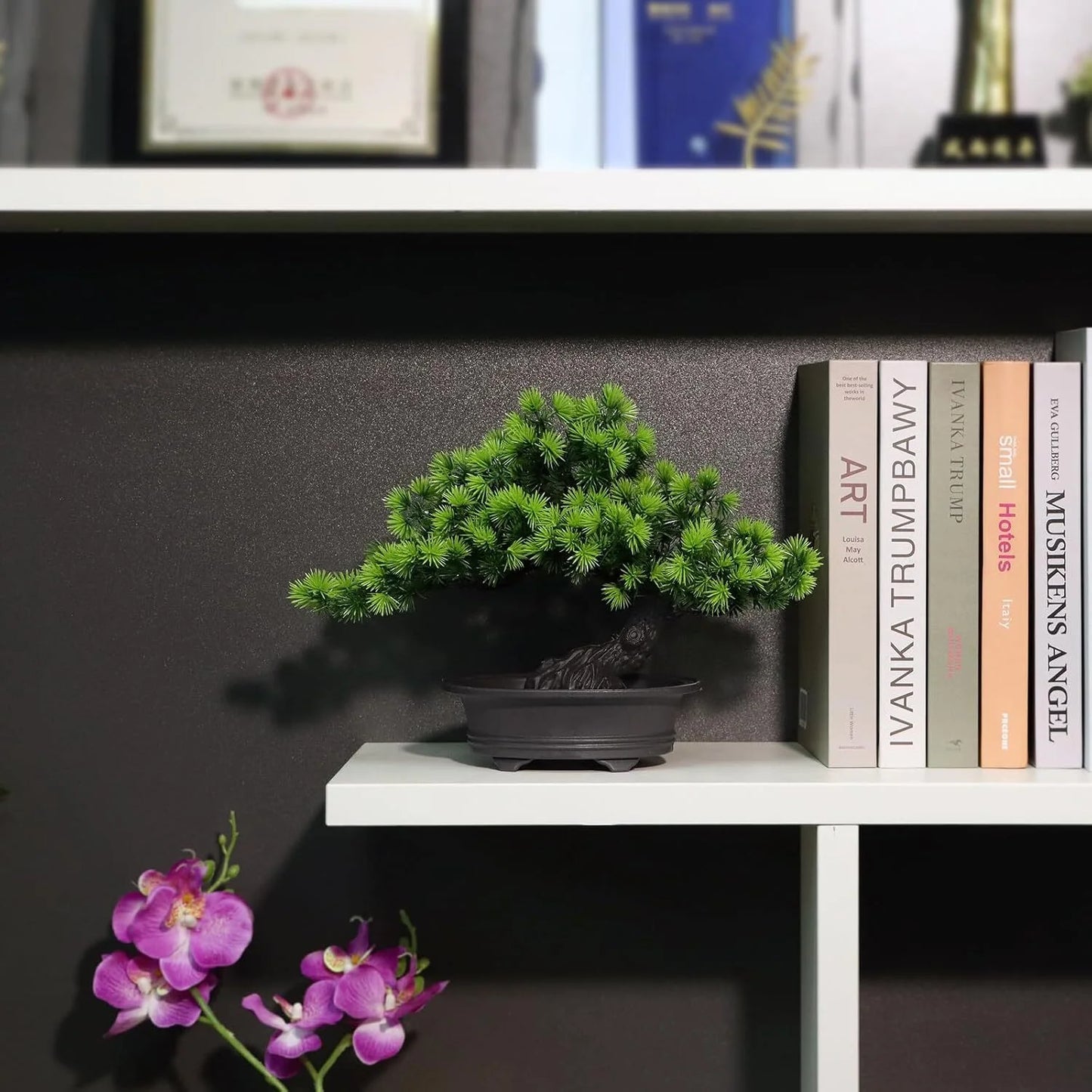 Artificial Plants,Greenery Bonsai, Room Decor Fake Bonsai Tree for Home Decor Indoor Bookshelf Office Desk Bathroom Farmhouse Decor, Tall 9.5"