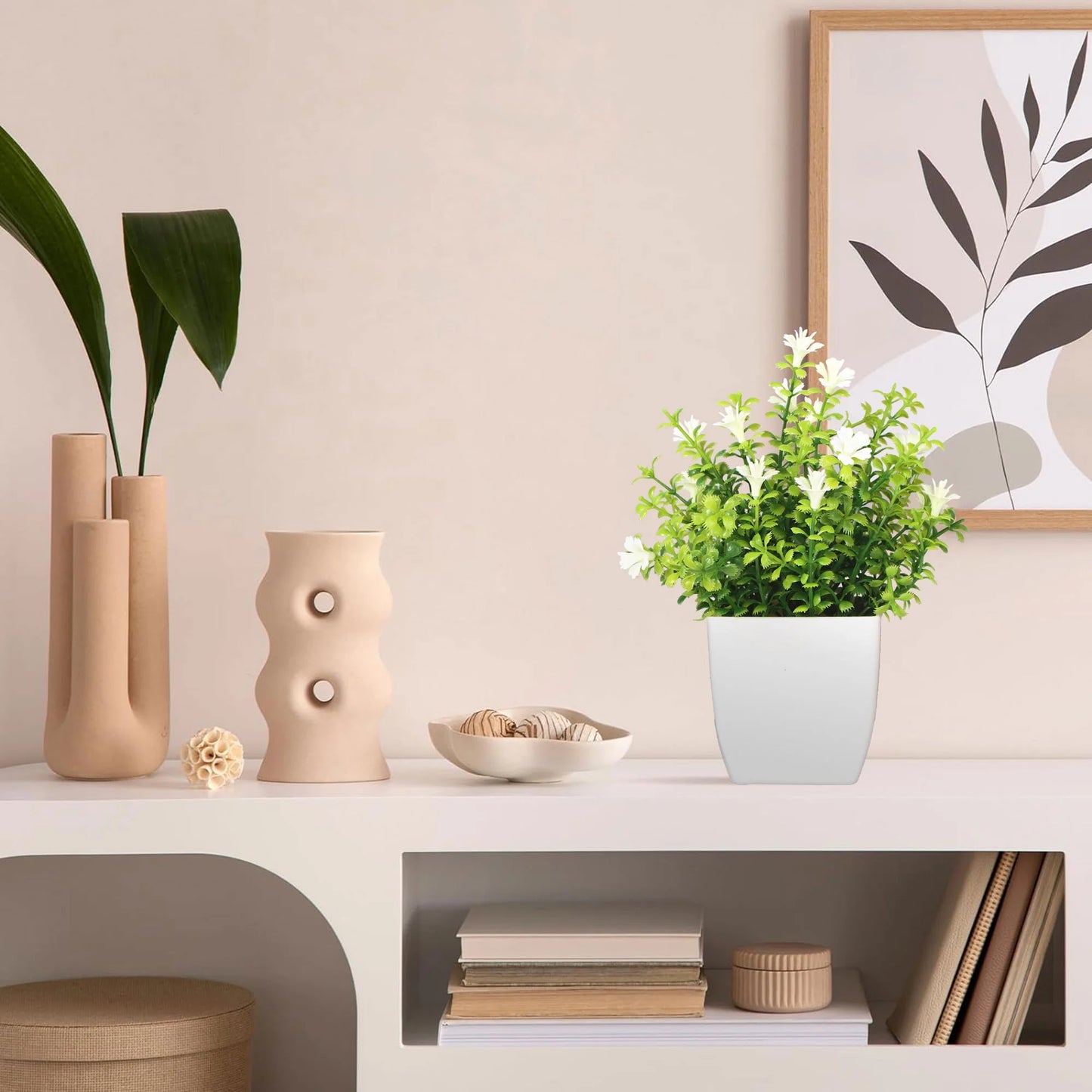 4Pack Mini Simulation Potted Plants Fake Plants with Flower Pot Artificial Greenery for Indoor Home Office Bathroom Farmhouse Decoration