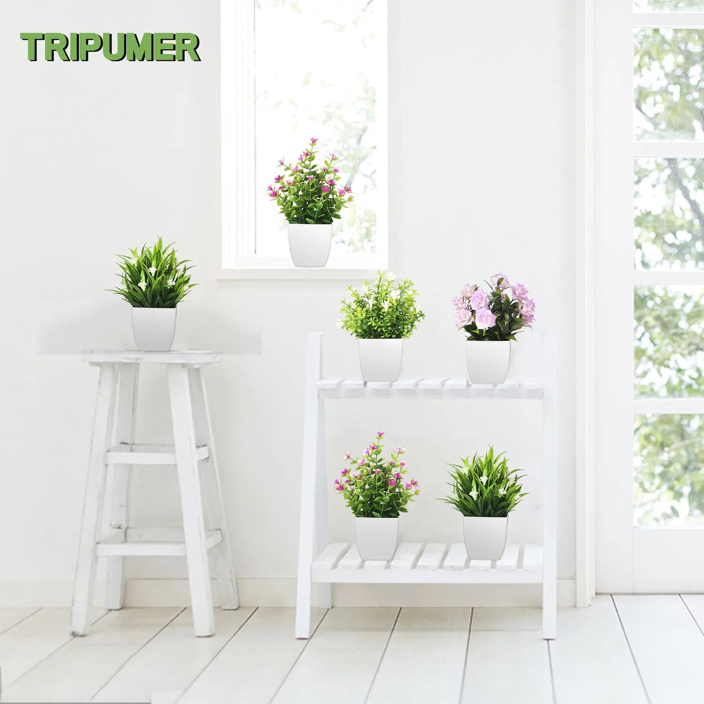 4Pack Mini Simulation Potted Plants Fake Plants with Flower Pot Artificial Greenery for Indoor Home Office Bathroom Farmhouse Decoration