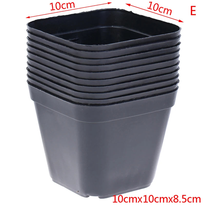 10Pc Black Flower Pots Plastic Pots Small Square Pots for Succulent Plants