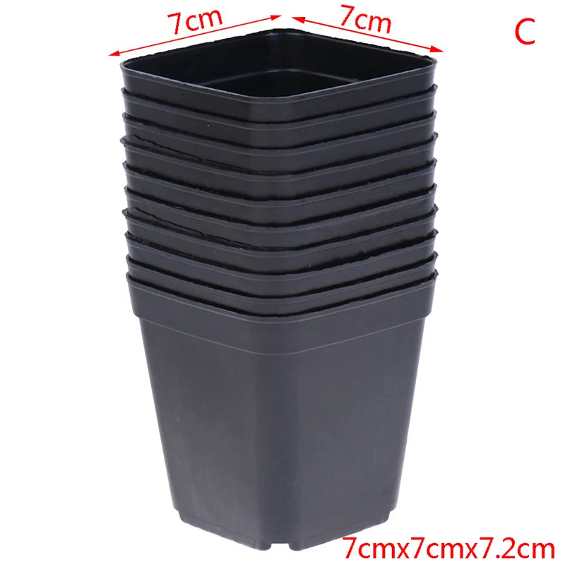 10Pc Black Flower Pots Plastic Pots Small Square Pots for Succulent Plants