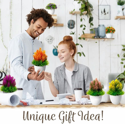 6PK Fake Plants | Fake Plant Decor | Small Faux Plant | Mini Artificial Plants | Fake Plant Set | Decorative Plants | Small Potted Topiary | Artificial Plants & Flowers (Bonsai Type A)
