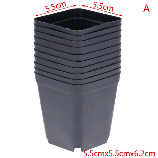 10Pc Black Flower Pots Plastic Pots Small Square Pots for Succulent Plants