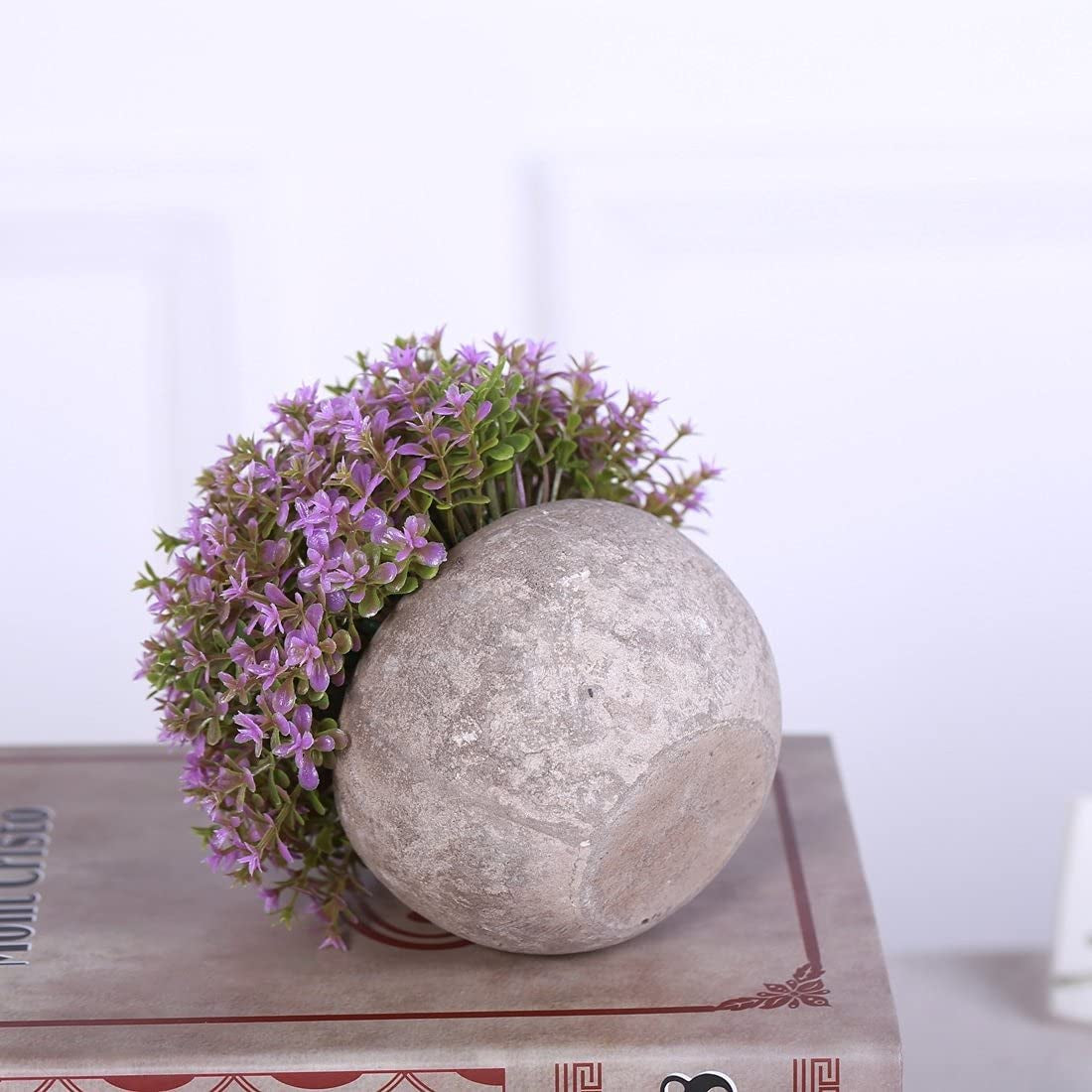 Artificial Plant Potted Mini Fake Plant Decorative Lifelike Flower Green Plants Fake Flowers Small Fake Plants for Home/Office Decor/Desk/Kitchen/Bathroom/Shelves Purple Decor