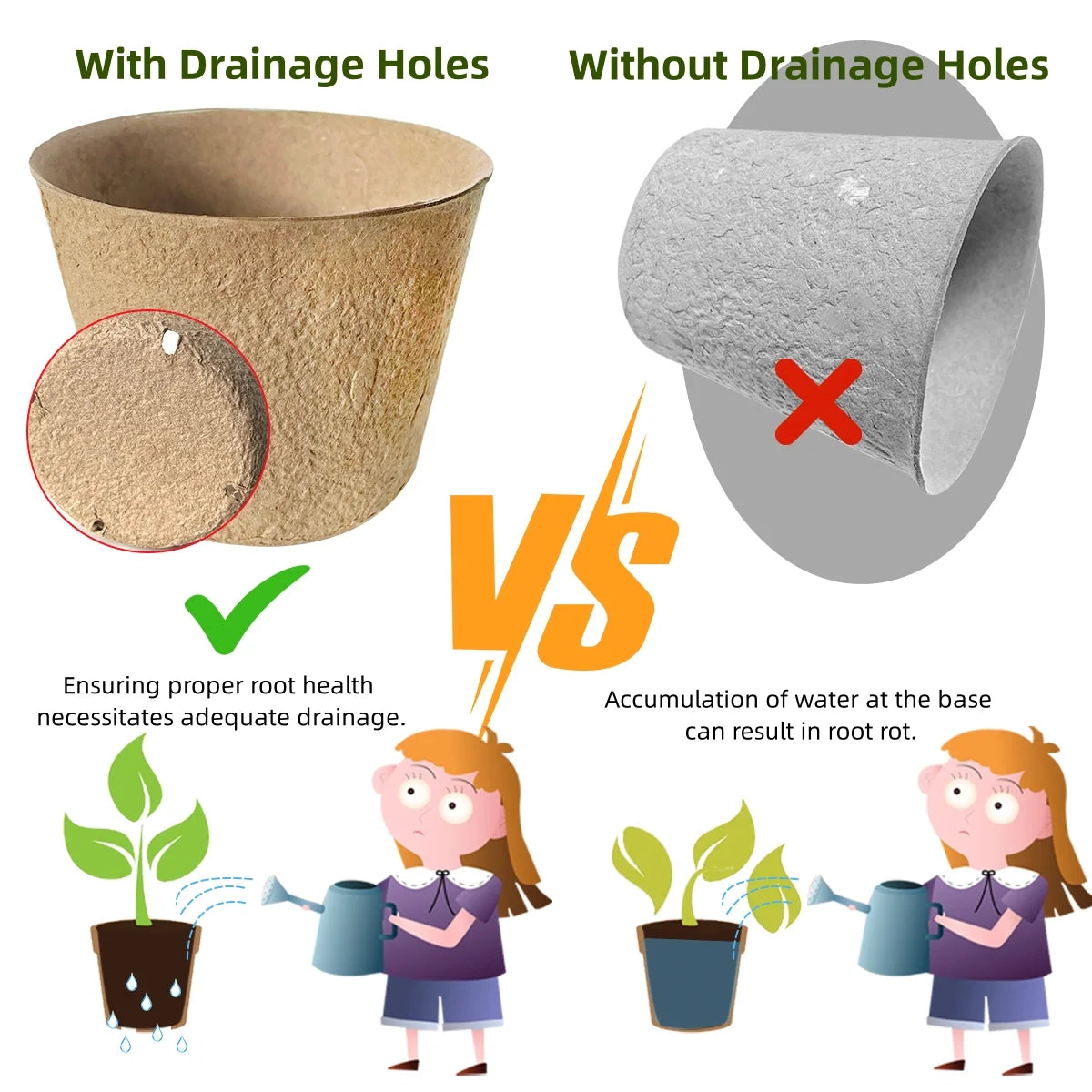 Nursery Pots Seedling Pots Biodegradable Plant Pots Peat Pots Small Plant Starter Pots with Drainage Holes round with Plant Labels + 3.93" 60Pcs