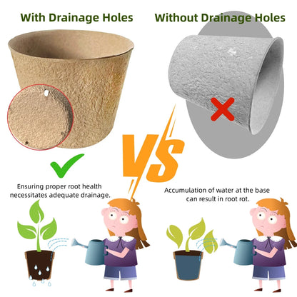Nursery Pots Seedling Pots Biodegradable Plant Pots Peat Pots Small Plant Starter Pots with Drainage Holes round with Plant Labels + 3.93" 60Pcs