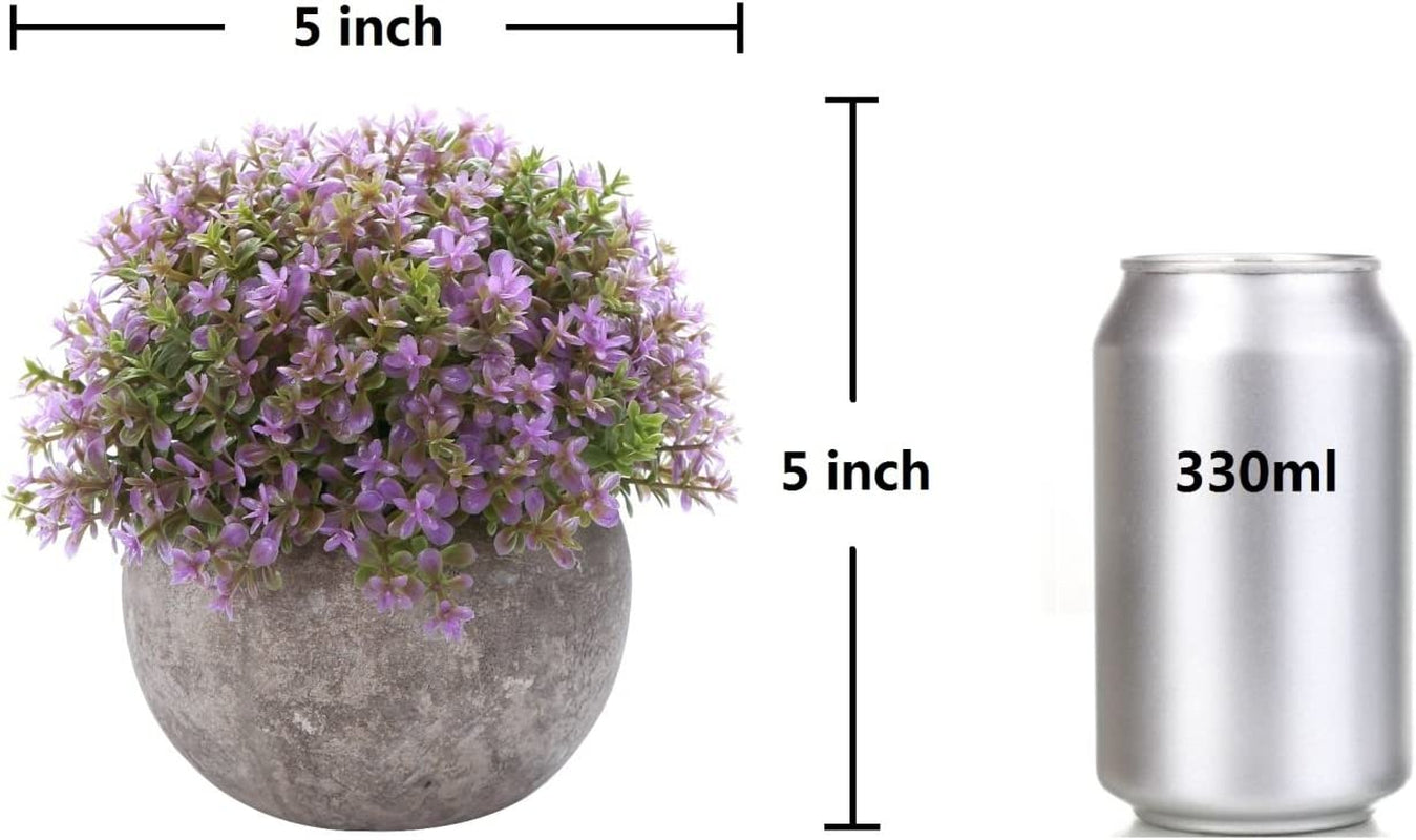 Artificial Plant Potted Mini Fake Plant Decorative Lifelike Flower Green Plants Fake Flowers Small Fake Plants for Home/Office Decor/Desk/Kitchen/Bathroom/Shelves Purple Decor