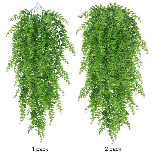 Artificial Hanging Plants 4 Pack, Realistic Fake Greenery UV Resistant for Indoor Outdoor Decor for Home