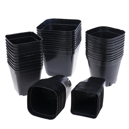 10Pc Black Flower Pots Plastic Pots Small Square Pots for Succulent Plants