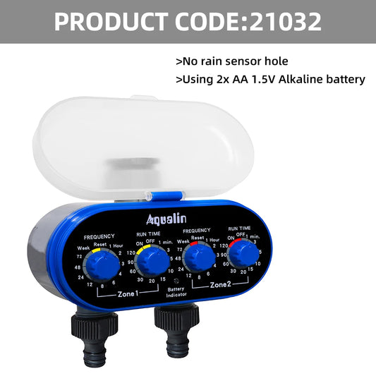 Ball Valve Electronic Two Outlet Four Dials Water Timer with Rain Sensor Hole Garden Irrigation System for Garden, Yard #21032A