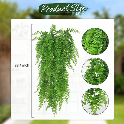 2 Packs Artificial Hanging Plants- Fake Green Leaves Decoration, Faux Foliage Greenery Home Decor