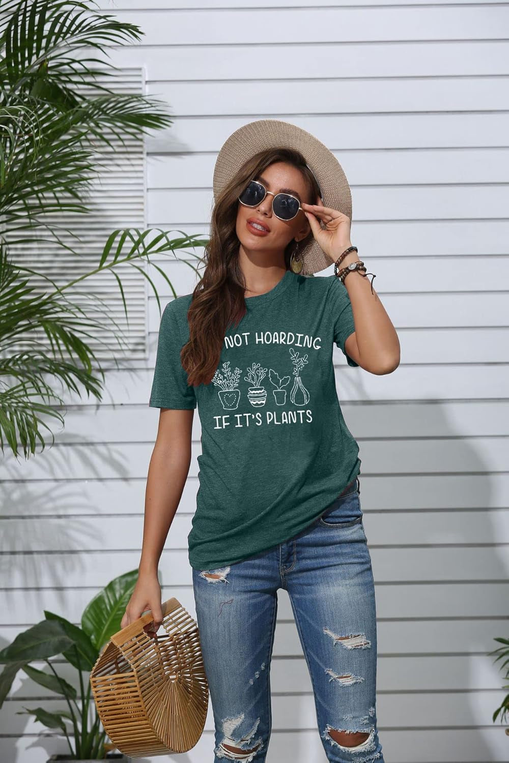 Plant Shirt Women Its Not Hoarding If Its Plants T-Shirt Funny Plant Lover Gift Tee Crazy Plant Lady Tops