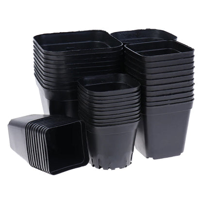 10Pc Black Flower Pots Plastic Pots Small Square Pots for Succulent Plants