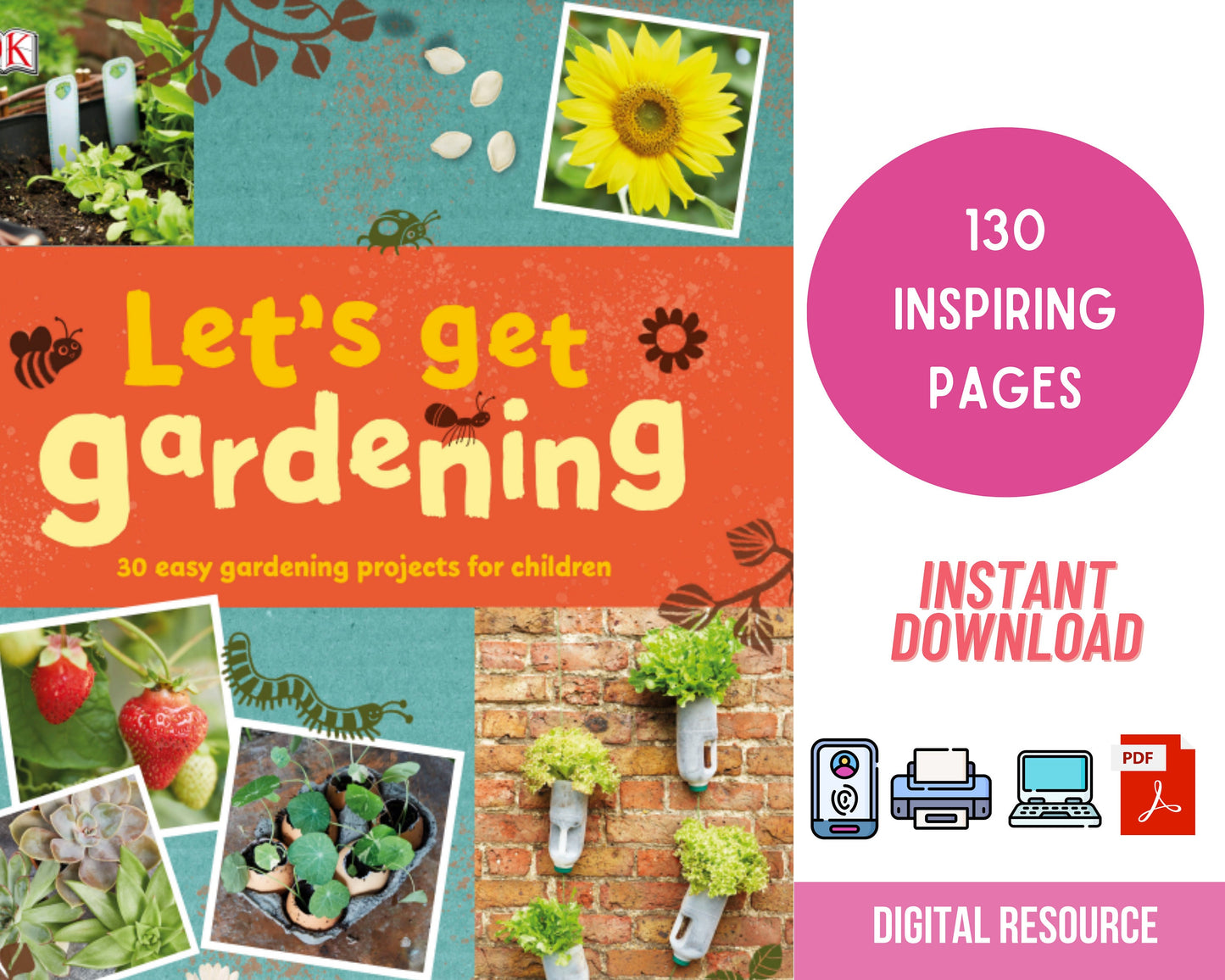 Gardening for Kids Garden Projects, Kids Gardening Book, Garden Projects for Kids Easy Gardening, Homeschool Resource, Gardening Projects